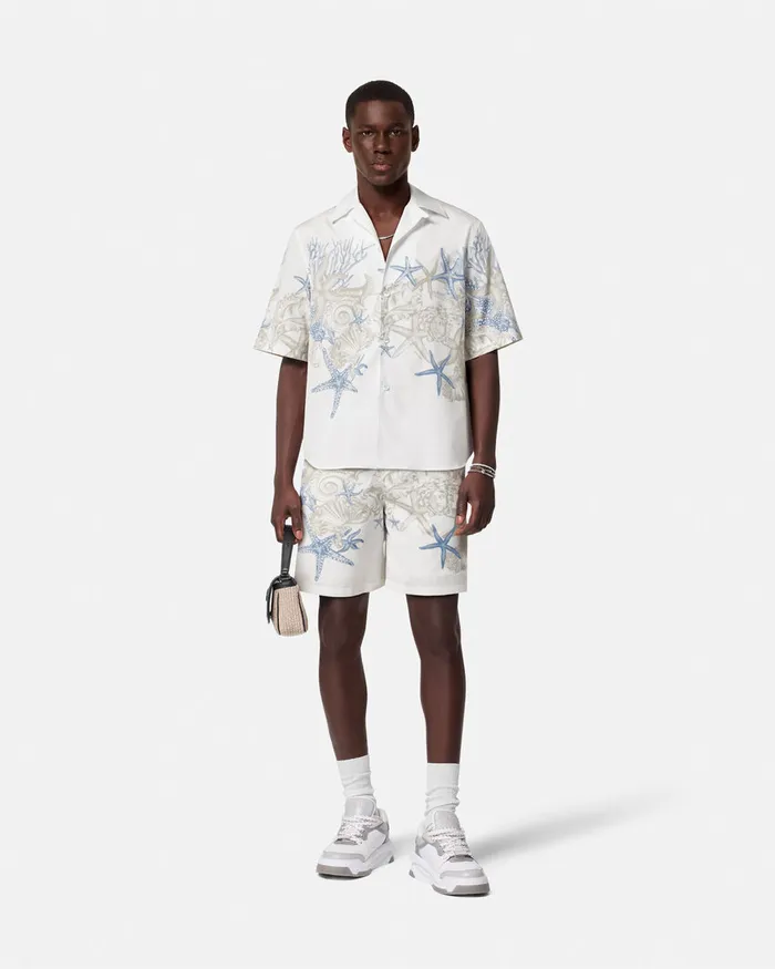 Versace Shirts Men Barocco Sea Cotton Shirt Whiteprint