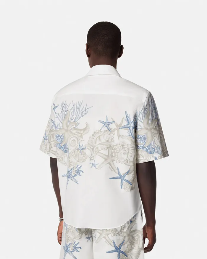 Versace Shirts Men Barocco Sea Cotton Shirt Whiteprint