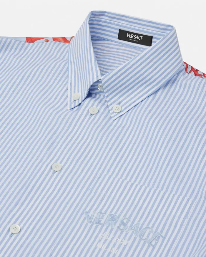Versace Shirts Men Barocco Sea Striped Shirt Blueprint