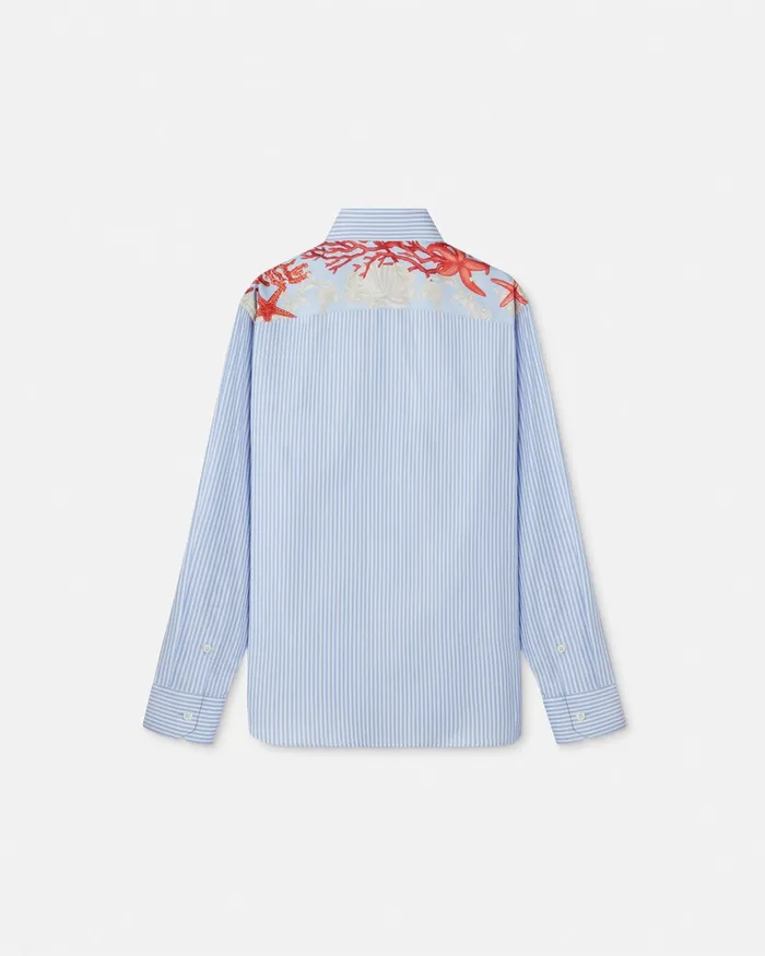 Versace Shirts Men Barocco Sea Striped Shirt Blueprint