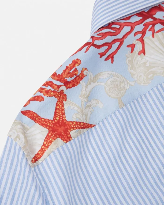 Versace Shirts Men Barocco Sea Striped Shirt Blueprint