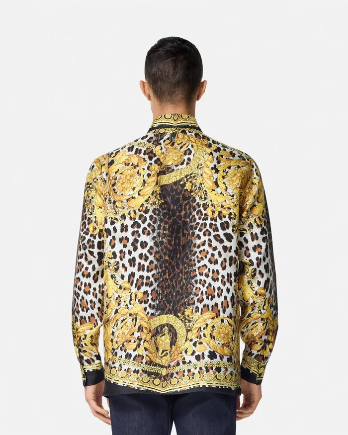 Versace Shirts Men Wild Barocco Illusion Silk Shirt Print