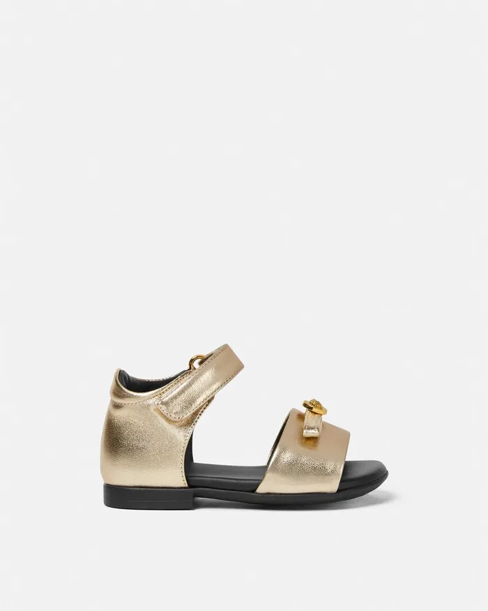 Versace Shoes Kids Gianni Ribbon Metallic Baby Sandals Gold