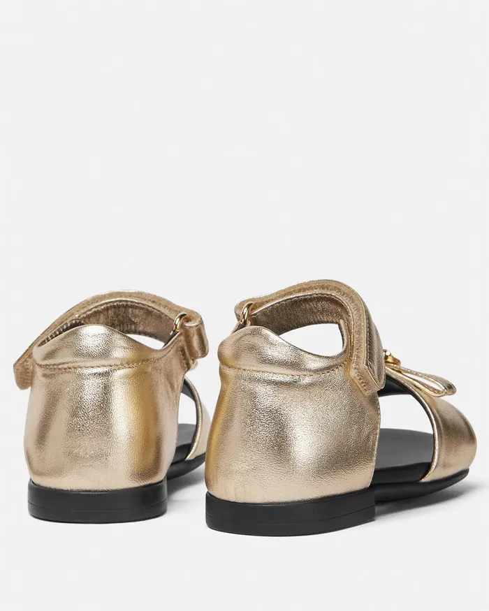 Versace Shoes Kids Gianni Ribbon Metallic Baby Sandals Gold