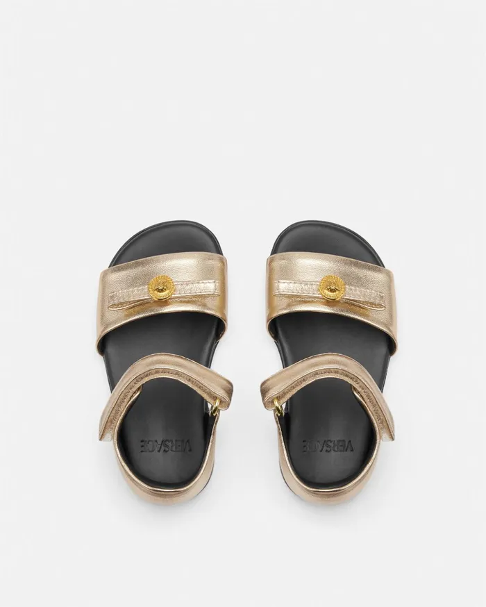 Versace Shoes Kids Gianni Ribbon Metallic Baby Sandals Gold