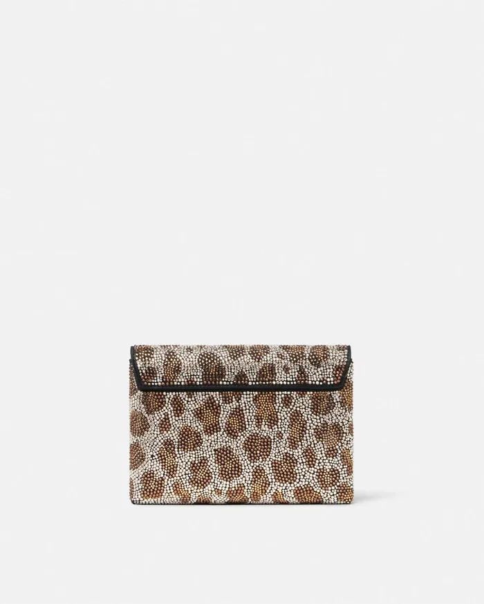 Versace Shoulder and Crossbody Women Crystal Leopard La Medusa Clutch Blackgold
