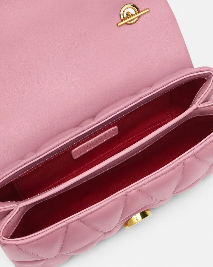 Versace Shoulder and Crossbody Women Kleio Quilted Mini Bag Pink