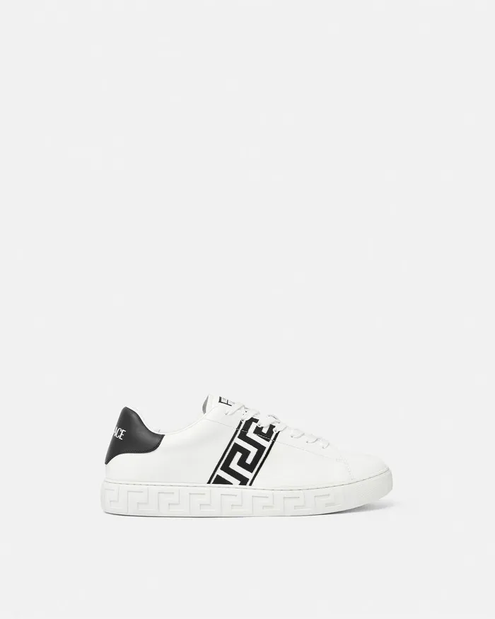 Versace Sneakers Men Embroidered Greca Sneakers Blackwhite