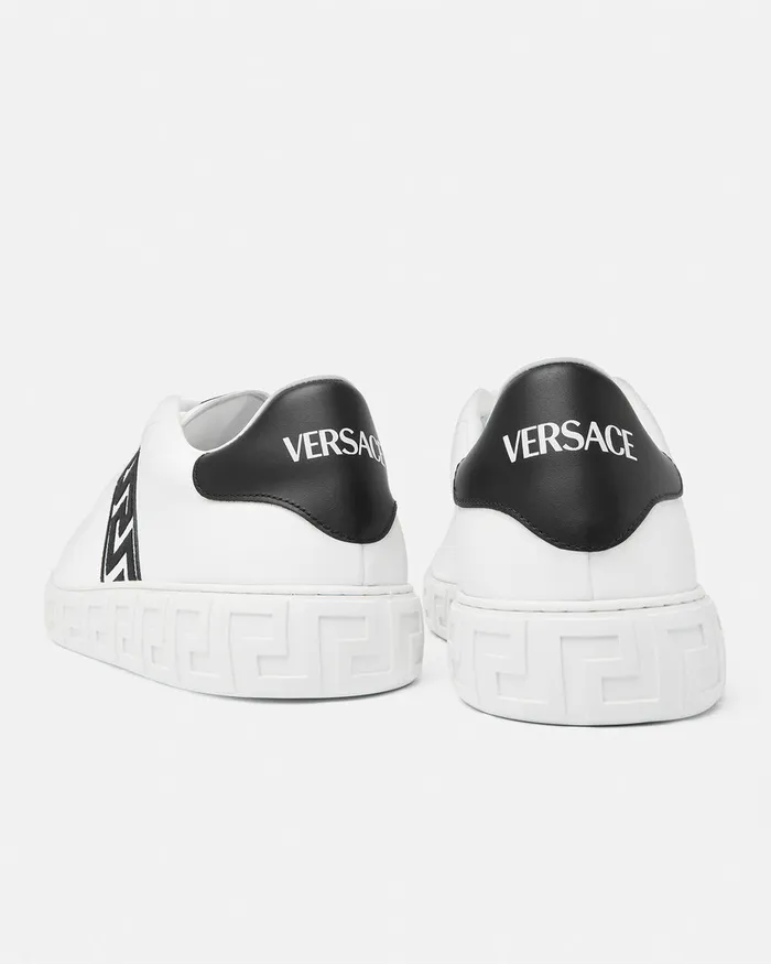 Versace Sneakers Men Embroidered Greca Sneakers Blackwhite