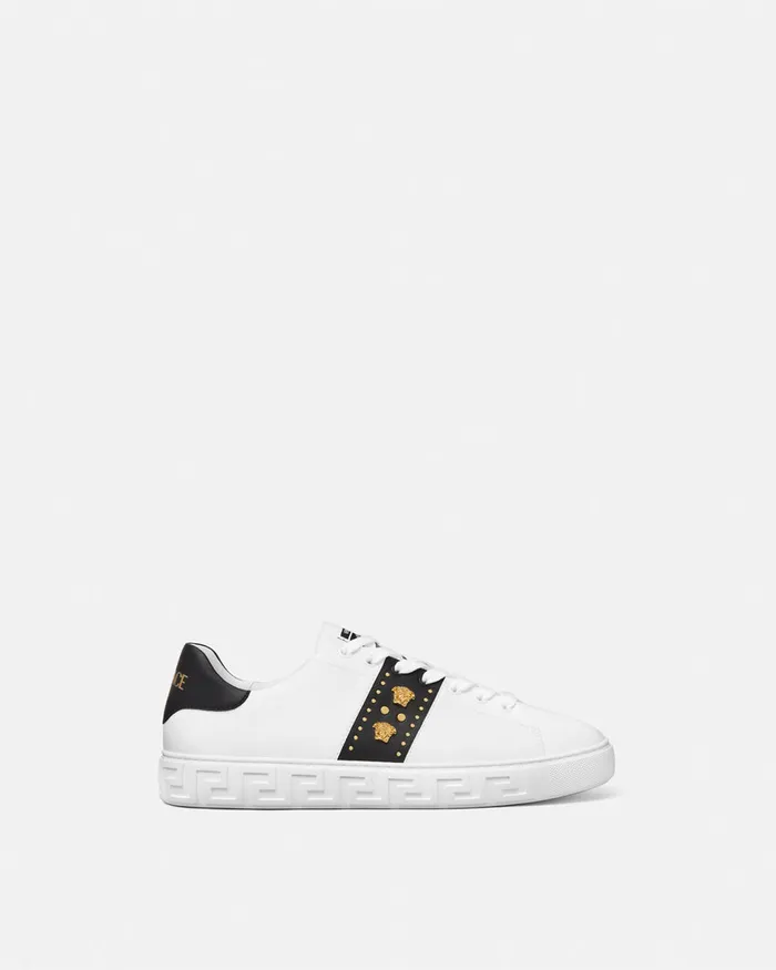 Versace Sneakers Men Studded Greca Sneakers White
