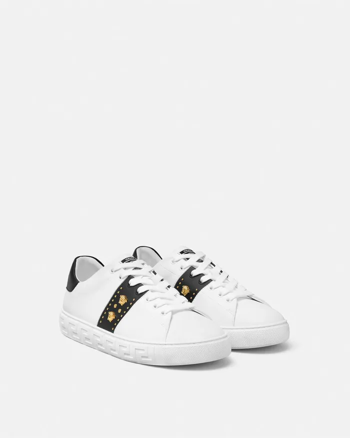 Versace Sneakers Men Studded Greca Sneakers White