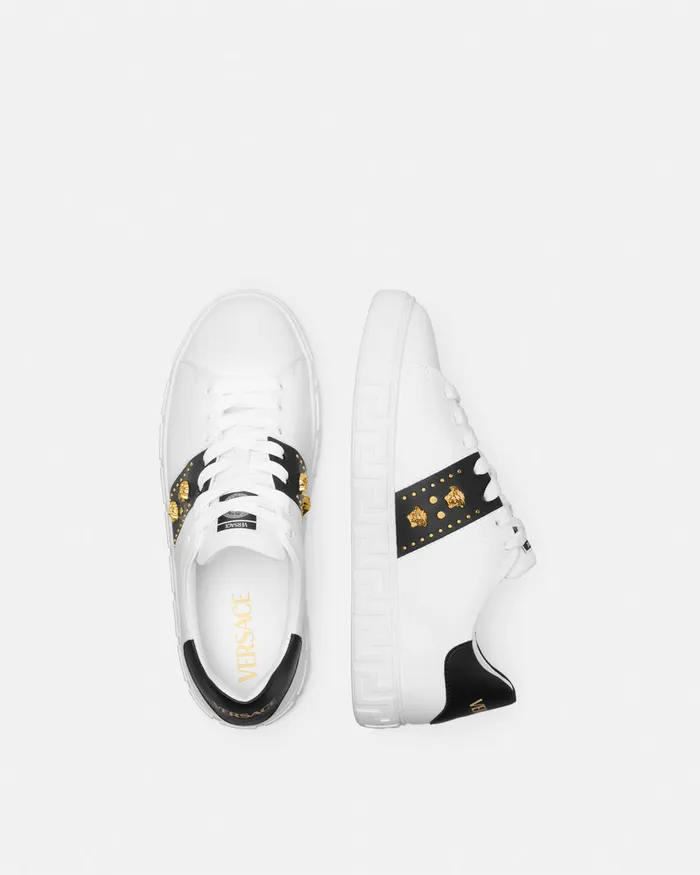 Versace Sneakers Men Studded Greca Sneakers White