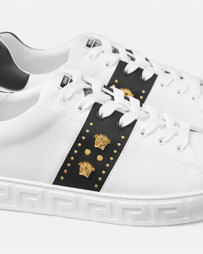 Versace Sneakers Men Studded Greca Sneakers White