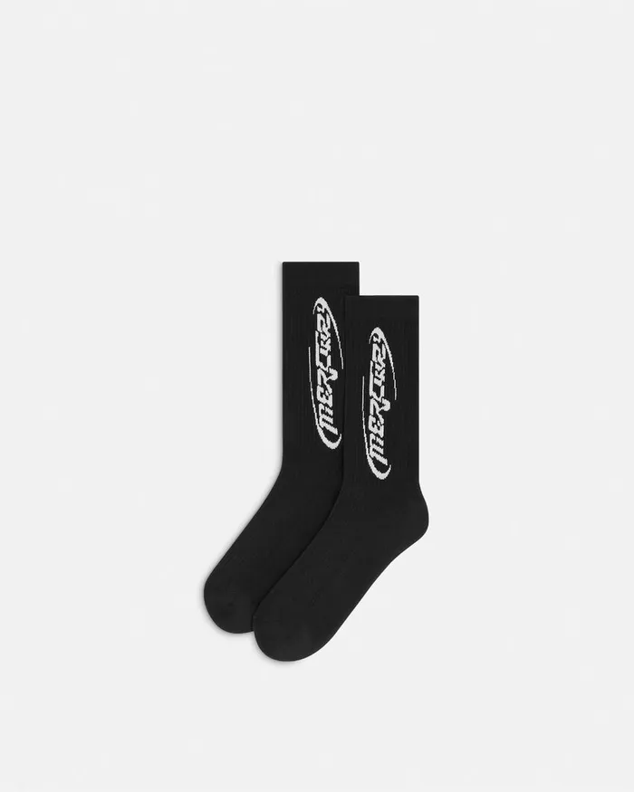 Versace Socks WomenMen Mercury Logo Socks Black