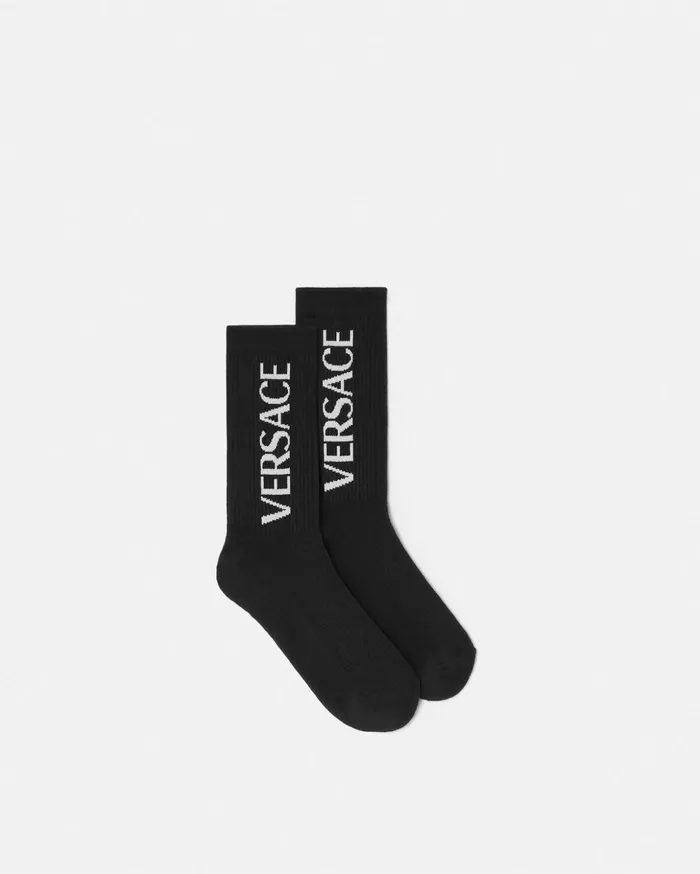 Versace Socks WomenMen Mercury Logo Socks Black