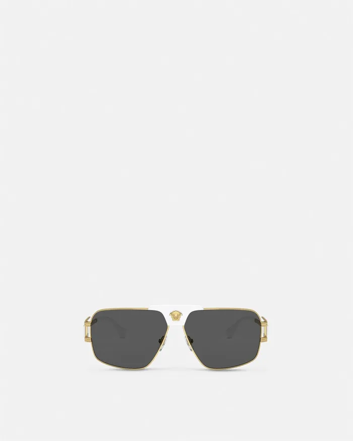 Versace Sunglasses Men Navigator Sunglasses White