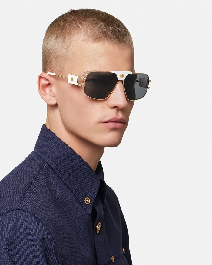Versace Sunglasses Men Navigator Sunglasses White