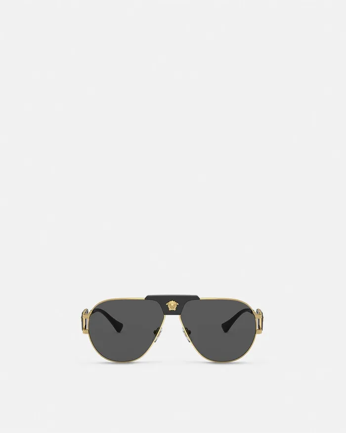 Versace Sunglasses Men Pilot Sunglasses Blackgold