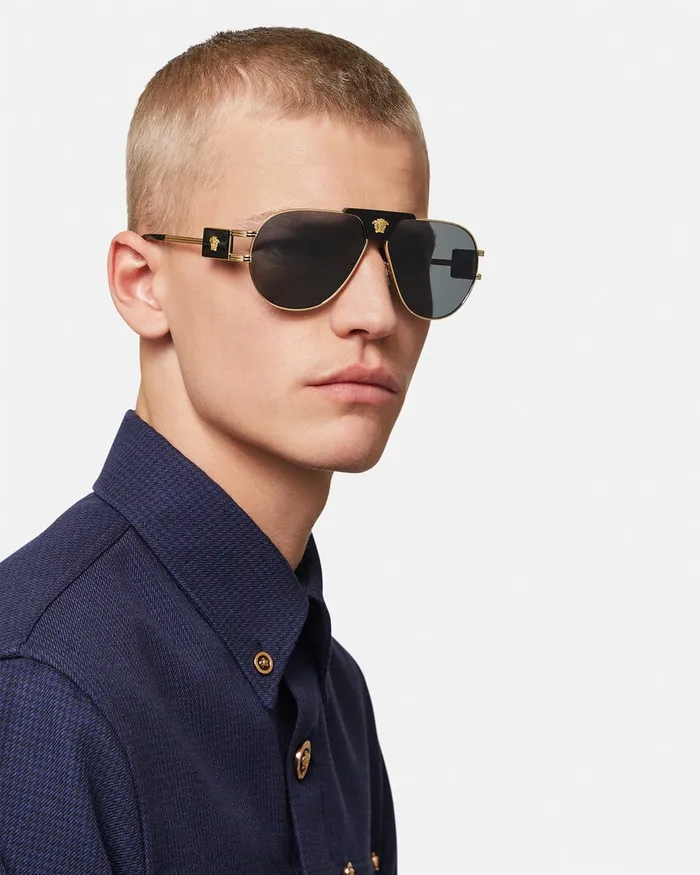 Versace Sunglasses Men Pilot Sunglasses Blackgold