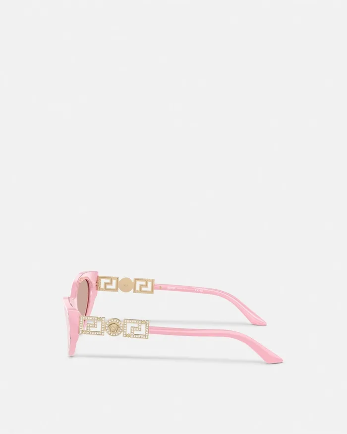 Versace Sunglasses Women Greca Strass CatEye Sunglasses Pink