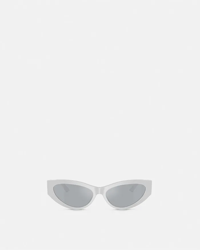 Versace Sunglasses Women Greca Strass CatEye Sunglasses Silver