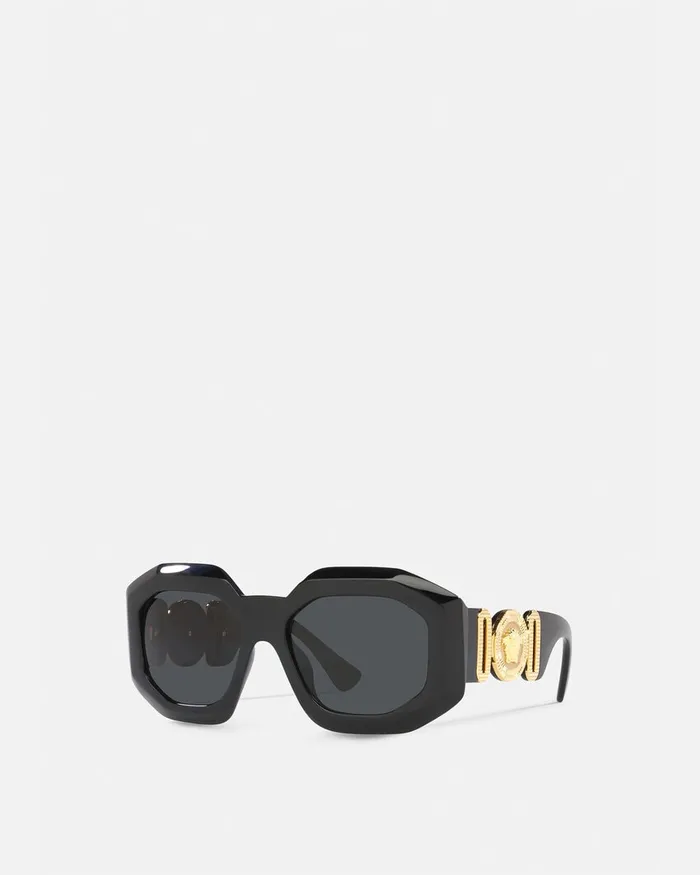 Versace Sunglasses Women Maxi Medusa Biggie Squared Sunglasses Blackgold