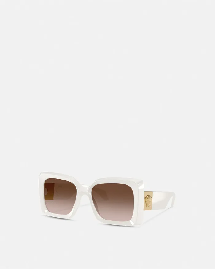 Versace Sunglasses Women Medusa Plaque Maxi Sunglasses White