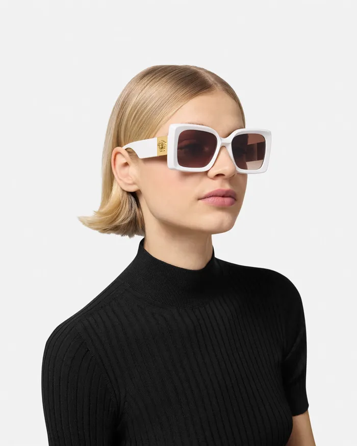 Versace Sunglasses Women Medusa Plaque Maxi Sunglasses White