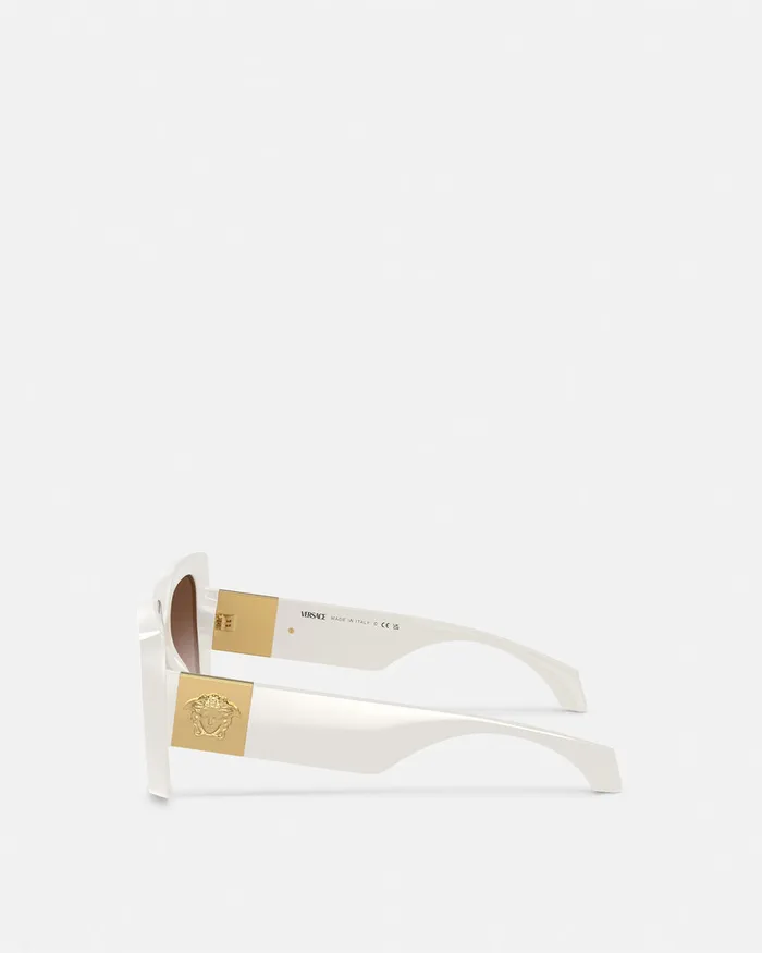 Versace Sunglasses Women Medusa Plaque Maxi Sunglasses White