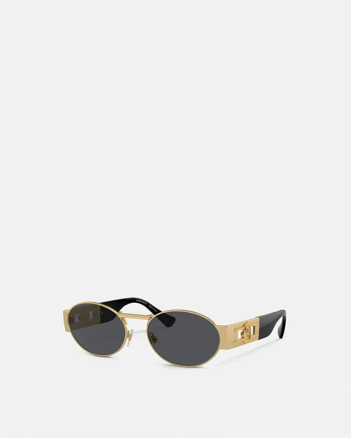 Versace Sunglasses WomenMen Medusa Deco Oval Sunglasses Blackgold