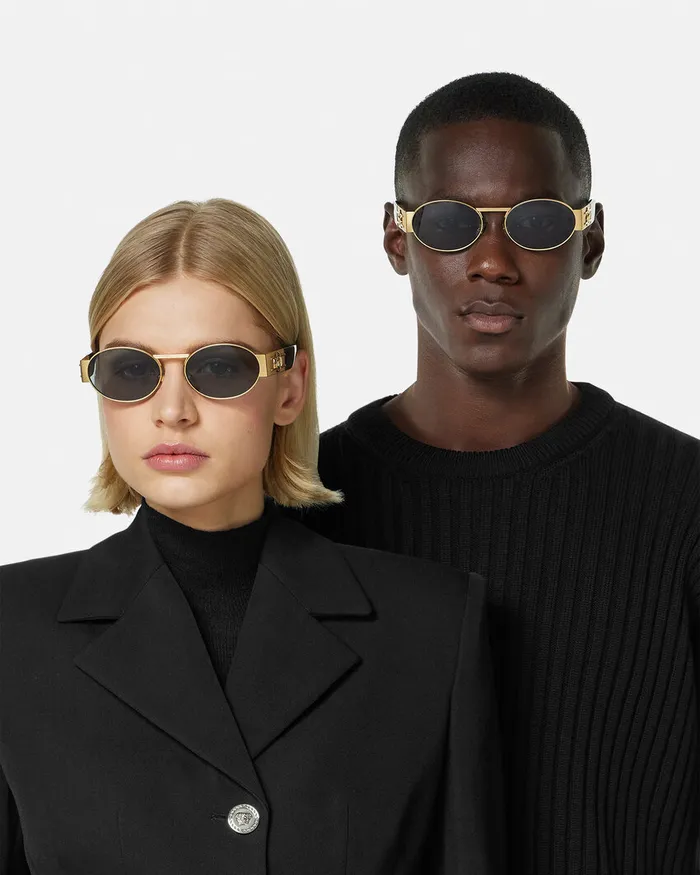 Versace Sunglasses WomenMen Medusa Deco Oval Sunglasses Blackgold