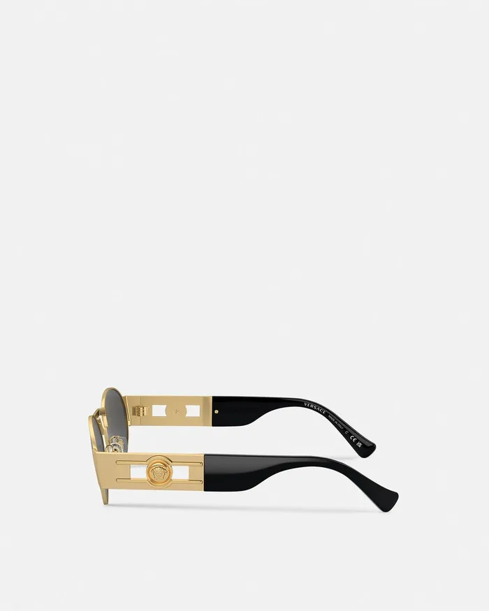 Versace Sunglasses WomenMen Medusa Deco Oval Sunglasses Blackgold