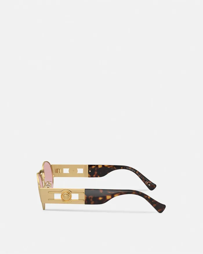Versace Sunglasses WomenMen Medusa Deco Oval Sunglasses Havanagold
