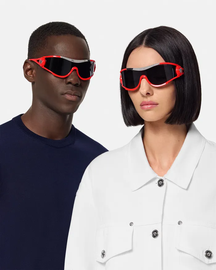 Versace Sunglasses WomenMen Medusa Medallion Shield Sunglasses Red
