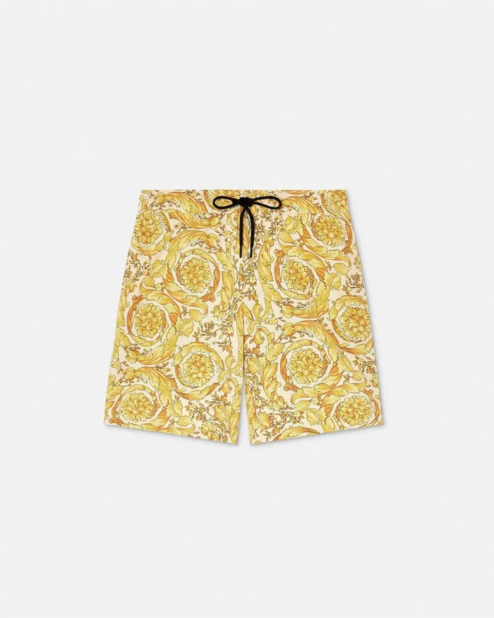 Versace Swimwear Men Barocco Swim Boardshorts Yellowprint