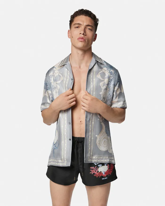 Versace Swimwear Men University Coral Swim Shorts Black