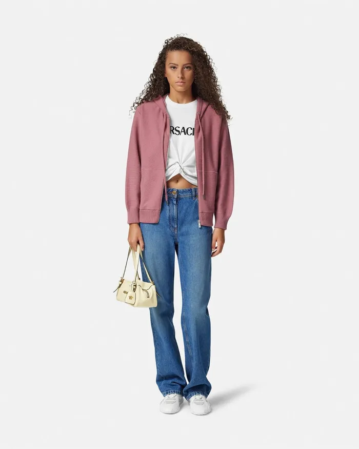 Versace TShirts and Sweatshirts Women Medusa Towel Zip Hoodie Pink