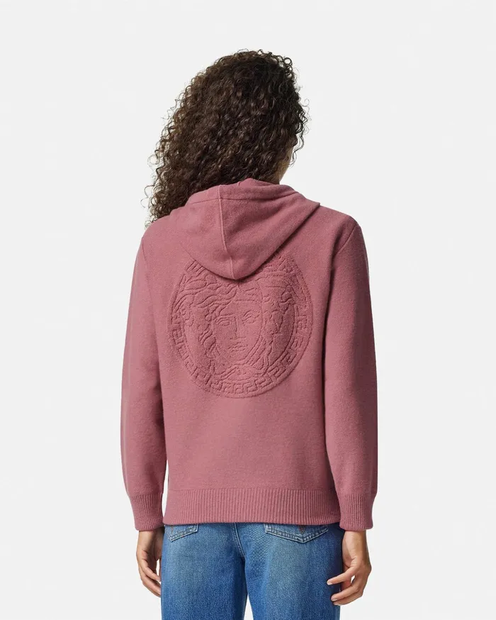 Versace TShirts and Sweatshirts Women Medusa Towel Zip Hoodie Pink