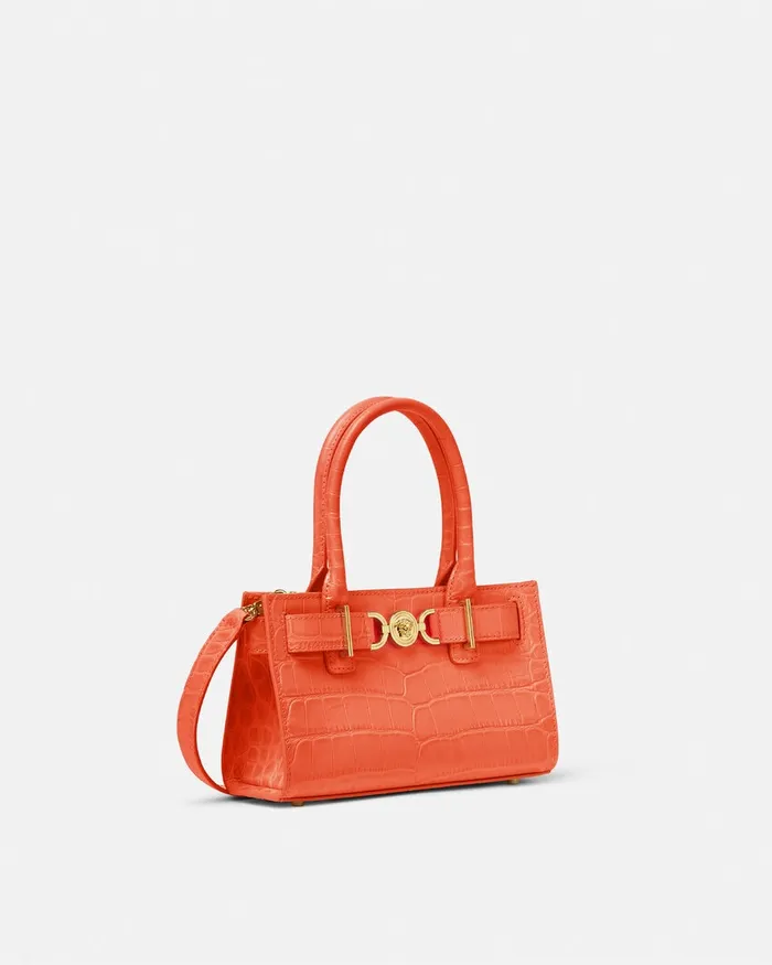Versace Totes Women CrocEffect Medusa 03995 Small Tote Bag Coral