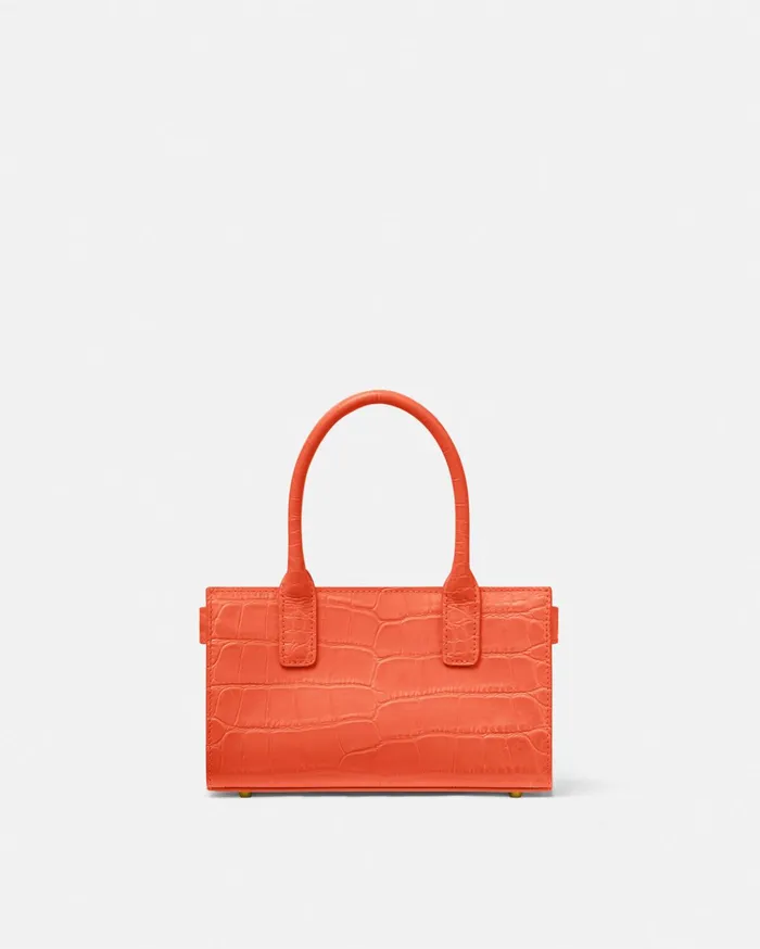 Versace Totes Women CrocEffect Medusa 03995 Small Tote Bag Coral
