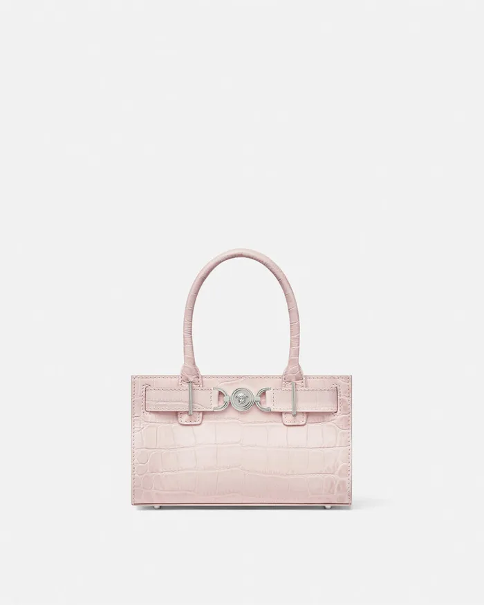 Versace Totes Women CrocEffect Medusa 03995 Small Tote Bag Light Pink
