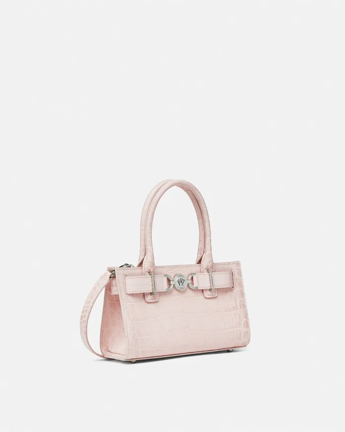 Versace Totes Women CrocEffect Medusa 03995 Small Tote Bag Light Pink