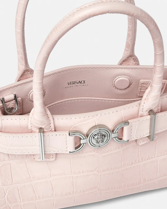 Versace Totes Women CrocEffect Medusa 03995 Small Tote Bag Light Pink