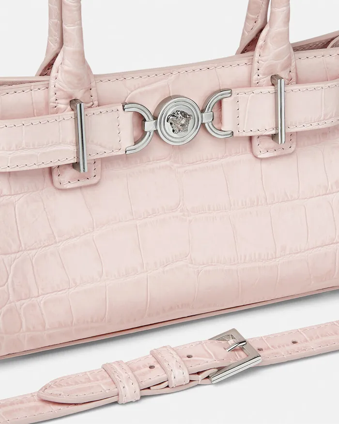 Versace Totes Women CrocEffect Medusa 03995 Small Tote Bag Light Pink