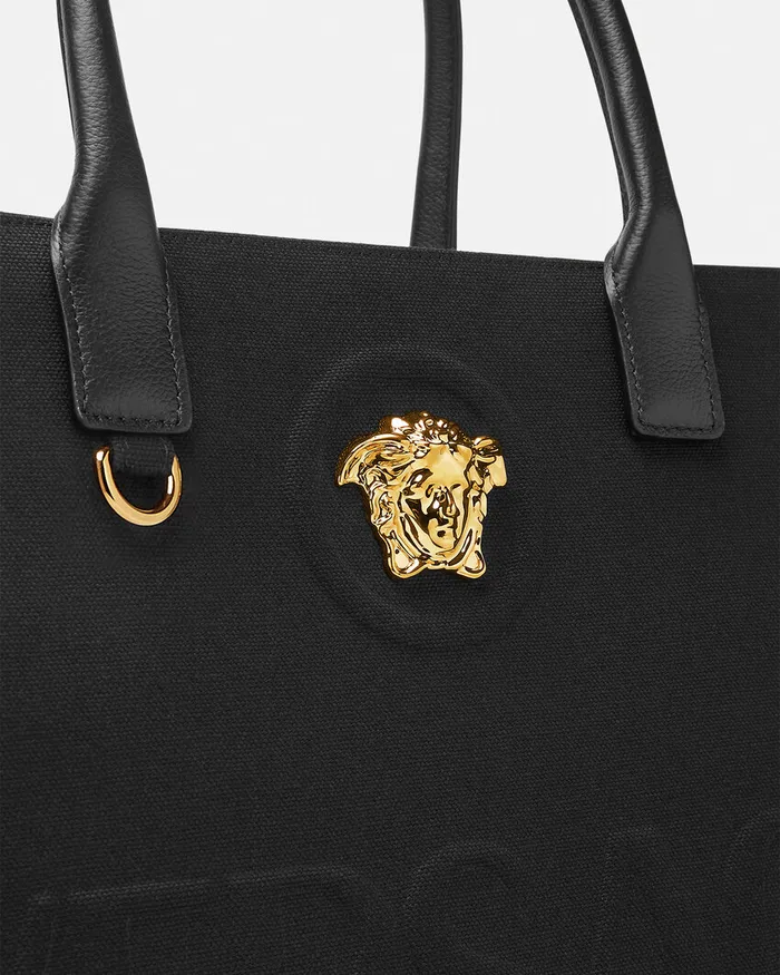 Versace Totes Women La Medusa Canvas Large Tote Bag Blackgold