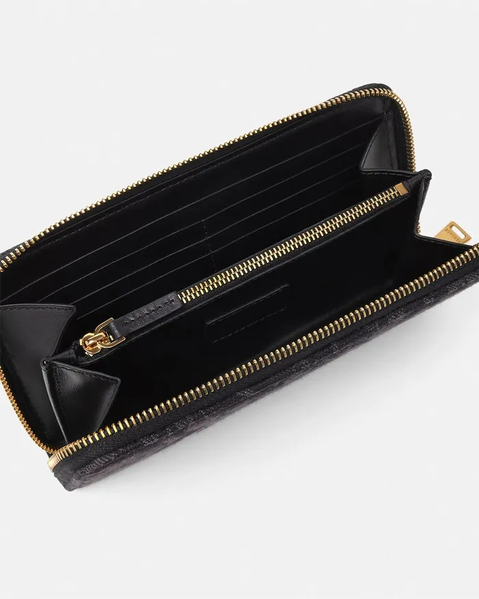 Versace Wallets Women Barocco Jacquard Long Wallet Blackprint