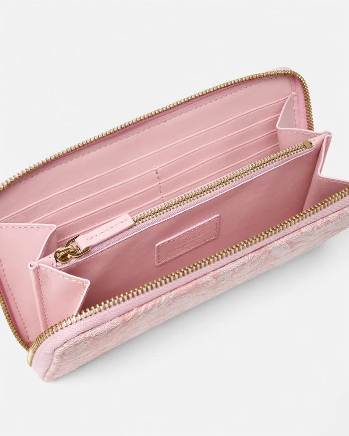 Versace Wallets Women Barocco Jacquard Long Wallet Pinkprint