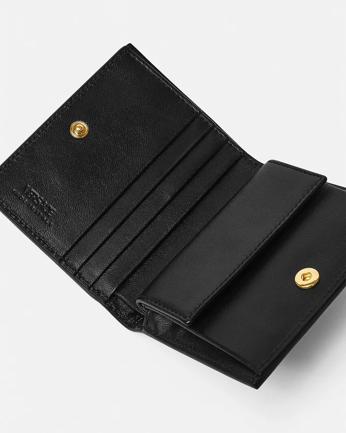 Versace Wallets Women CrocEffect Greca Goddess Wallet Blackgold