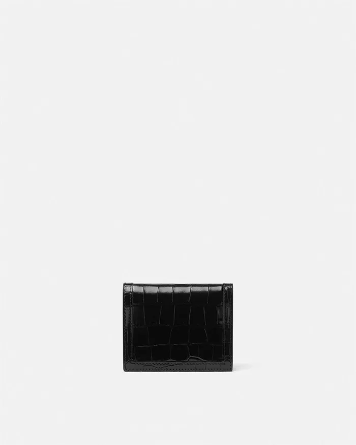 Versace Wallets Women CrocEffect Greca Goddess Wallet Blackgold
