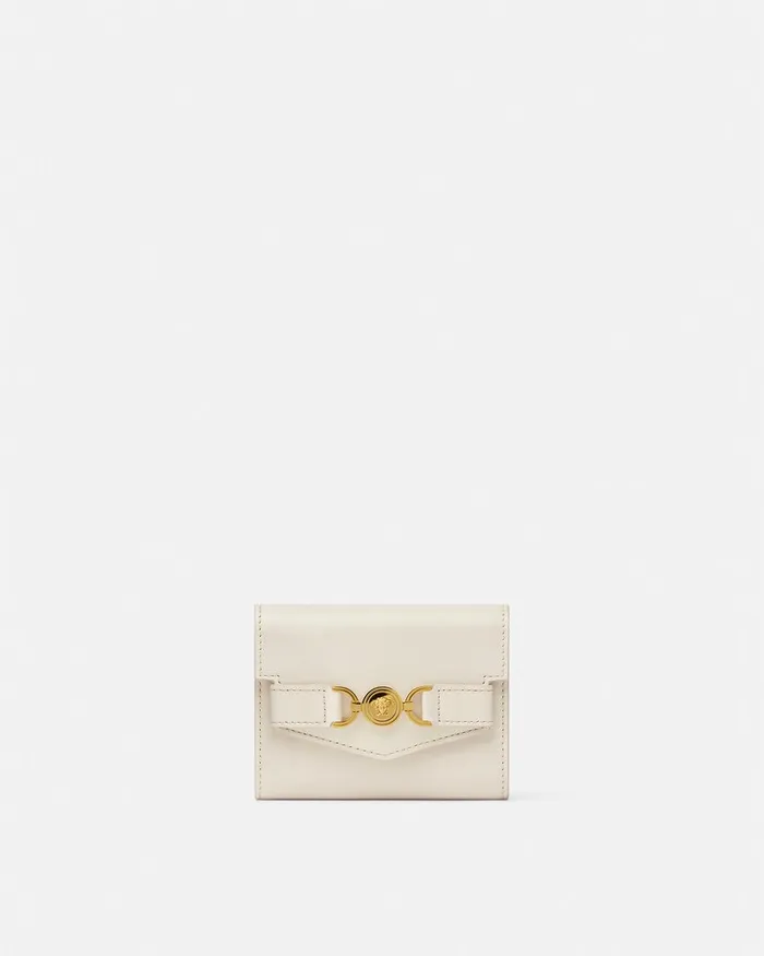 Versace Wallets Women Medusa 03995 Trifold Wallet Beige